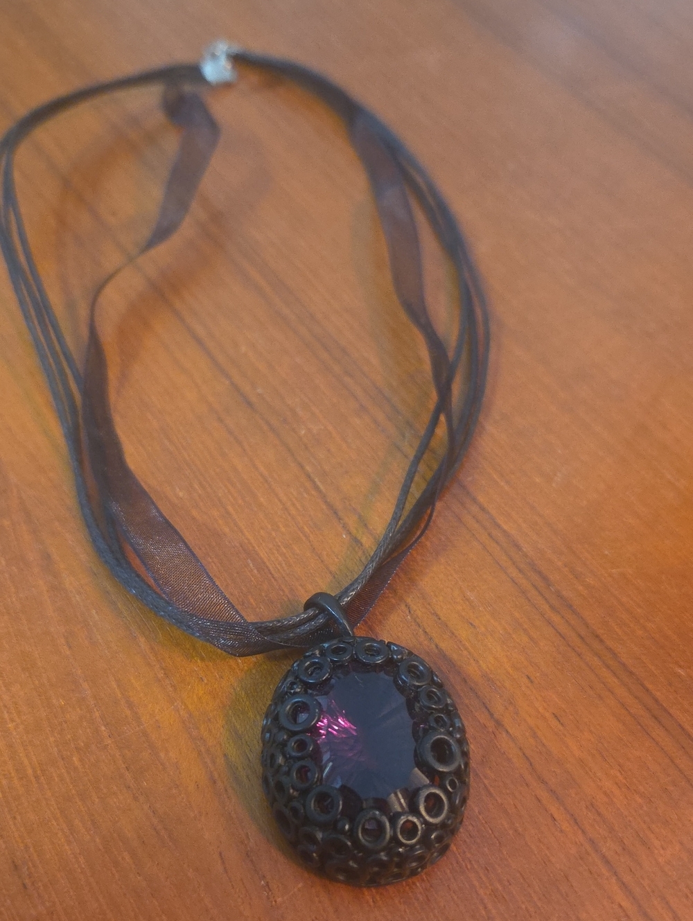 Elegant Black Dragon Pendant Necklace with Purple Gemstone